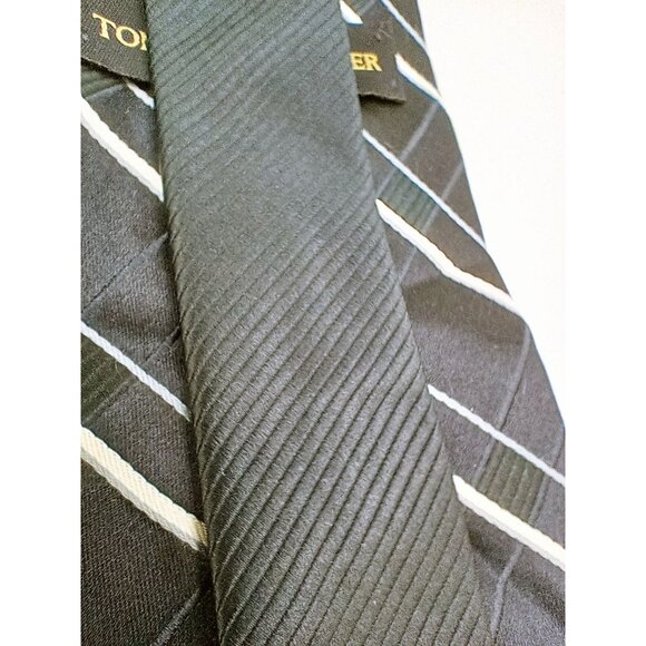 Tommy Hilfiger Mens Vintage Plaid Striped Necktie Navy & White Stripes Classic - Picture 14 of 16